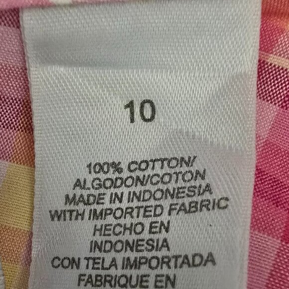 LIZ CLAIBORNE BUTTON DOWN TOP LONG SLEEVE STRIPED PINK AND ORANGE, WOMENS 10 - Picture 2 of 6